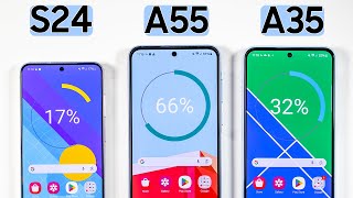 Samsung Galaxy A55 vs A35 vs S24 Battery Drain Test [upl. by Evvie]