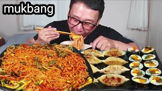 분식먹방 쫄면에 군만두 김밥 먹방🤓👍 Jjolmyeom gimbap mandu  REAL SOUND MUKBANG [upl. by Crespo]