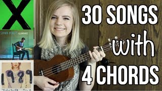 4 basic chords 30 songs on ukulele [upl. by Kissner375]