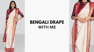 How to Drape Bengali Saree  saree draping for garba  saree blouse new trends  Tia Bhuva [upl. by Tay775]