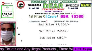 Lottery Sambad Nagaland Live 1pm 6pm 8pm 28072024  Dear Lottery Live [upl. by Cotsen]