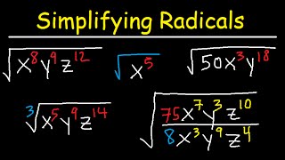 Simplifying Radicals With Variables Exponents Fractions Cube Roots  Algebra [upl. by Falda]