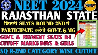 NEET 2024 RAJASTHAN ROUND2 CATEGORY WISE GOVT amp PAYMENT SEAT CUTOFF MARKS  R2 में SEAT neet pw [upl. by Nolra378]