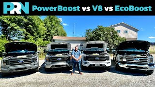 Ford PowerBoost vs EcoBoost vs PowerStroke vs 50L V8 vs 33L V6  2021 Ford F150 Engine Comparison [upl. by Kristoforo789]