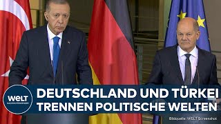 STAATSBESUCH Denkwürdiges Treffen von Kanzler Scholz mit Recep Tayyip Erdoğan  WELT Dokument [upl. by Aztin]