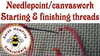 🧵How to start amp end stitches in needlepoint  canvaswork  Needlepoint for beginners video tutorial🧵 [upl. by Adni]