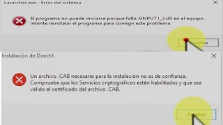 Como solucionar error XINPUT13dll Y el error CAB [upl. by Suiratnauq361]