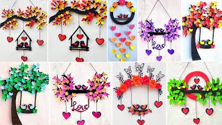 DIY 6 Easy Paper Wall Hanging Craft Ideas  Love Birds Wall Hanging [upl. by Marion94]