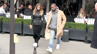 EXCLUSIVE  Kanye West and Kim Kardashian lunch at L avenue in Paris [upl. by Undis]