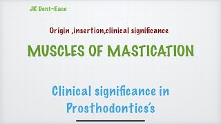 Muscles of Mastication origin insertion amp clinical importance with respect to movement amp dentures [upl. by Gwendolin136]