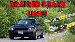 Installing Braided Steel Brake Lines On My Truck  Mazda B2200 [upl. by Adyela]