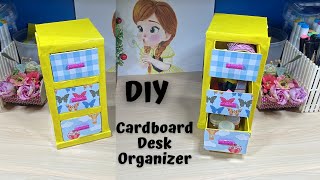 DIY Drawers Rack paper drawers  Paper Craft  Small Desk Organizer  Cardboard Crafts [upl. by Poucher]