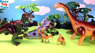 Playmobil Dinos Tyrannosaurus with Explorer and Brachiosaurus Playset  Fun Toys For Kids [upl. by Vandervelde]