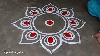 simple round alpona design for beginners  easy alpona design for laxmi puja  simple alpona designs [upl. by Tyrrell]