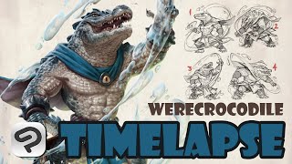 TIMELAPSE PROCESS 25 🎨 ◆ Werecrocodile Kineticist [upl. by Rollo]