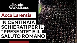 Acca Larentia in centinaia schierati per il “presente” e il saluto romano ai “camerati caduti” [upl. by Carrnan]