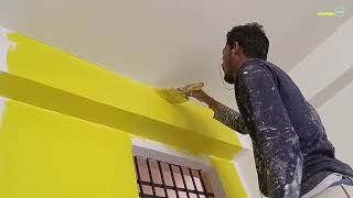 Interior wall painting ideas  yellow color combination  Asian paint [upl. by Don]