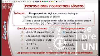 PROPOSICIONES Y CONECTORES LÓGICOS CEPRE UNI 2024cepreuni algebra maths [upl. by Salem]