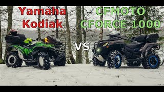 Yamaha Kodiak 700 2018 vs CFMOTO CFORCE 1000 OVERLAND EPS 2022 winter ride [upl. by Pritchard]