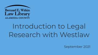 Introduction to Legal Research with Westlaw [upl. by Nogas588]