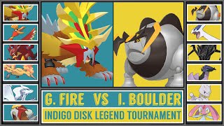 GOUGING FIRE vs IRON BOULDER  Indigo Disk Legendary Pokémon Tournament Battle 1 [upl. by Richela330]