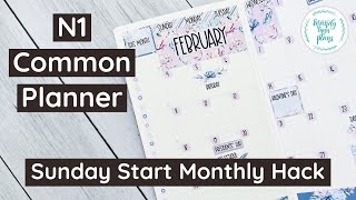 Sunday Start Monthly Spread Hack  N1 Sterling Ink Common Planner  Mandy Lynn Plans Romantic Floral [upl. by Nomar]