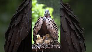 Mother Pigeon Sheltering Her Chicks from the Rain mother birds pigeon [upl. by Bywoods]