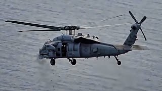 MH60 Seahawk Helicopter Shoots Down Target Drone [upl. by Delastre]