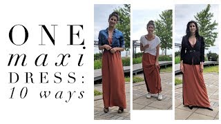 One Maxi Dress 10 Ways  How to Style Basics  Capsule Closet  Minimalism [upl. by Shien376]