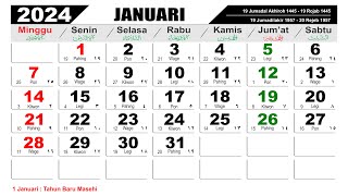 KALENDER TAHUN 2024 LENGKAP DENGAN LIBUR NASIONAL [upl. by Moorish227]