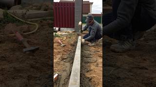 How to install a sidewalk curb 🦾 landscape pavers construction work sidewalk garden [upl. by Onaled]