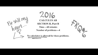 2015 AP Calculus AB Exam Problem FRQ 6 [upl. by Danczyk]