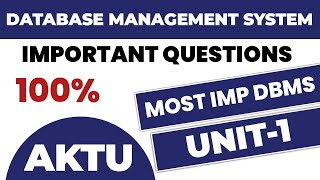 Database Management system important question unit 1  DBMS imp aktu [upl. by Chancey995]