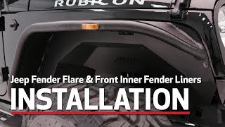 ARIES JEEP Install Fender Flares amp Front Inner Fender Liners on a JEEP Wrangler Unlimited [upl. by Arracahs]