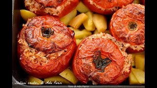 Pomodori ripieni di riso alla romana  Baked stuffed vegan tomatoes [upl. by Nowyt843]