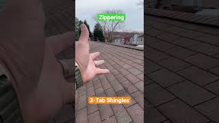 Zippering three tab shingle damage wind storm roof storm diy repair realestate damage yt [upl. by Art]