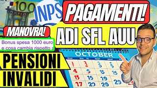 INPS PAGA OGGI🔴AUU ADI SFL✅SOSPESIBONUS 1000€⚠️AUMENTO PENSIONI e INVALIDI👉Manovra 2025 [upl. by Mcclain]