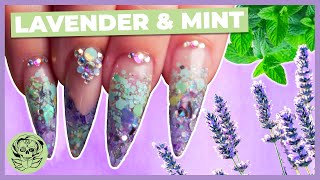 Lavender and Mint Acrylic Glitter Design tutorial [upl. by Jocelyne110]