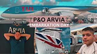 EMBARKATION DAY  FLYING MANCHESTER TO BARBADOS WITH TUI  PampO CRUISES ARVIA [upl. by Kessiah]