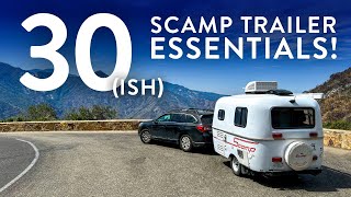 30ish SCAMP TRAILER ESSENTIALS  Everything You Need For A Scamp or Tiny Trailer  Oreos [upl. by Tunk]