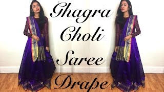 How To Ghagra Choli Style Saree Drape Tutorial  Thuri Makeup [upl. by Ummersen395]