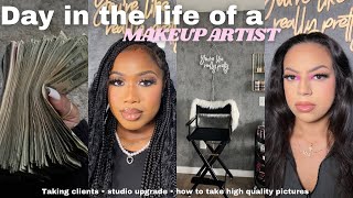 Day in the life of a college makeup artist  taking clients studio upgrade [upl. by Llehcnom]