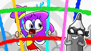 Rainbow Color Pencils 🖍️🌈✏️ Funny English for Kids animation kids family [upl. by Iblehs]