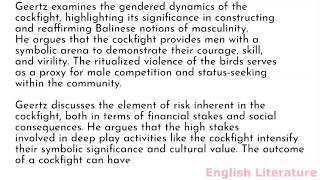 Summary and analysis of Deep Play Notes on the Balinese Cockfight by Clifford Geertz [upl. by Kauslick]