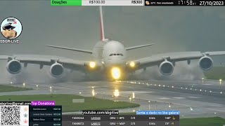 A380 DA EMIRATES SECOU A PISTA DE GUARULHOS [upl. by Noirda]