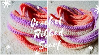 Crochet Easy Ribbed Scarf  DIY crochet Scarf Tutorial [upl. by Nahej867]