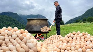 Whole Mountain Of Chicken Eggs We cooked Summer Okroshka in the Mountains [upl. by Assyram]