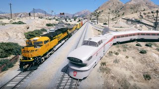 AEROTRAIN driving through Abandoned Railroads with 2 Trains 2 Tracks  Grand Theft Auto V [upl. by Amary225]