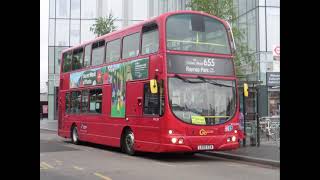 Wright Gemini 1 Volvo B7TL Go Ahead London WVL204 LX05EZA Route 655 Leaving at Colliers Wood Station [upl. by Anhoj]