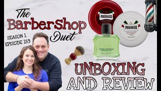 The Barbershop Duet  Proraso Red and White Shave Soap by Proraso  Unboxing and Review [upl. by Adnirim]